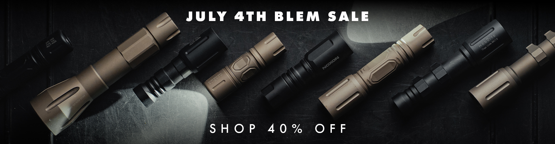 July 4th Sale: Shop 45% off, featuring various firearm accessories.