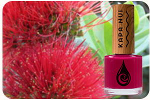 lehua blossom bottle of non toxic nail polish with lehua blossoms