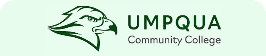 Umpqua Community College logo featuring a hawk illustration.