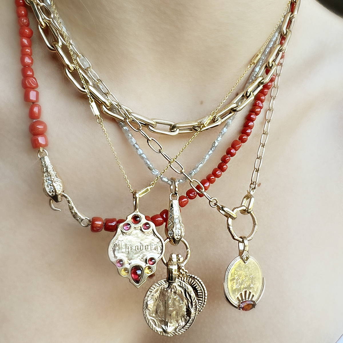 Layered Coral Necklaces