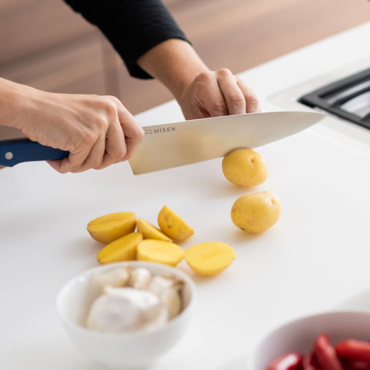 The Misen Short Chef's Knife gives even greater control, power, and safety for anyone with smaller hands.