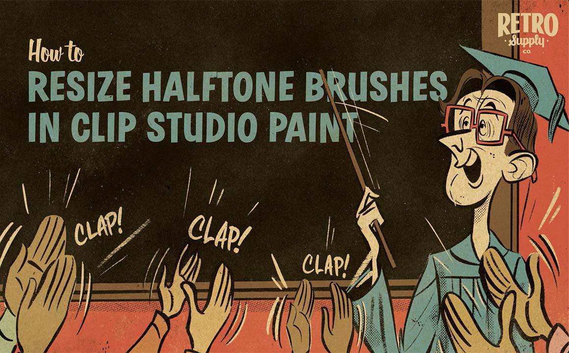 How to resize halftone brushes in Clip Studio Paint by RetroSupply Co.
