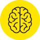 Brain icon on a yellow background.