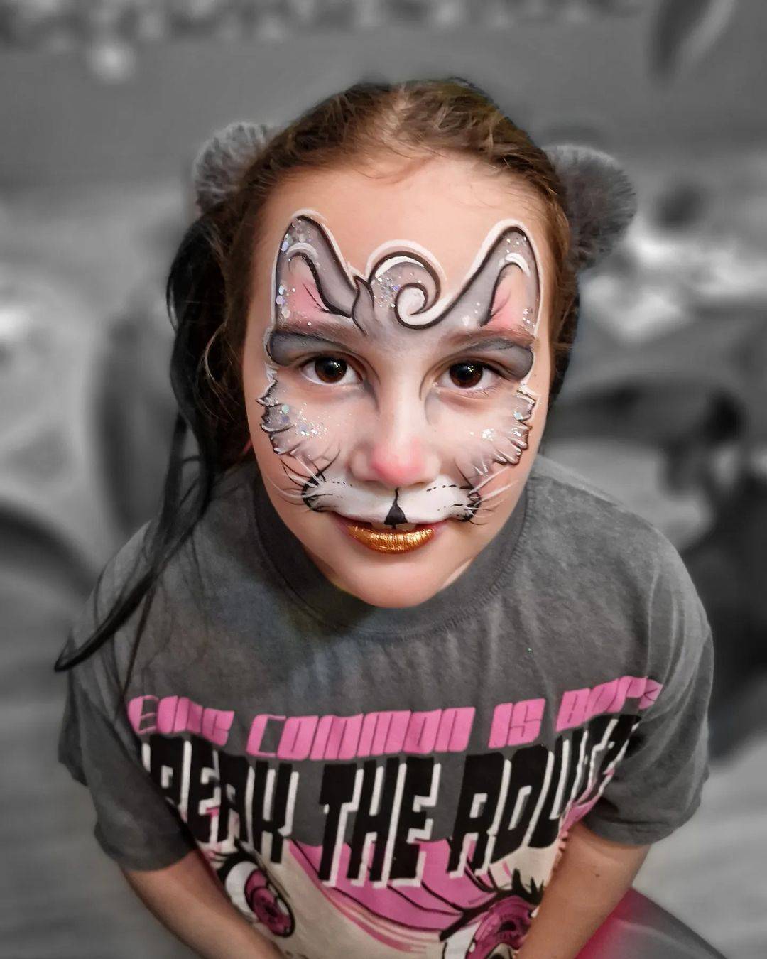 grey face paint cat girl