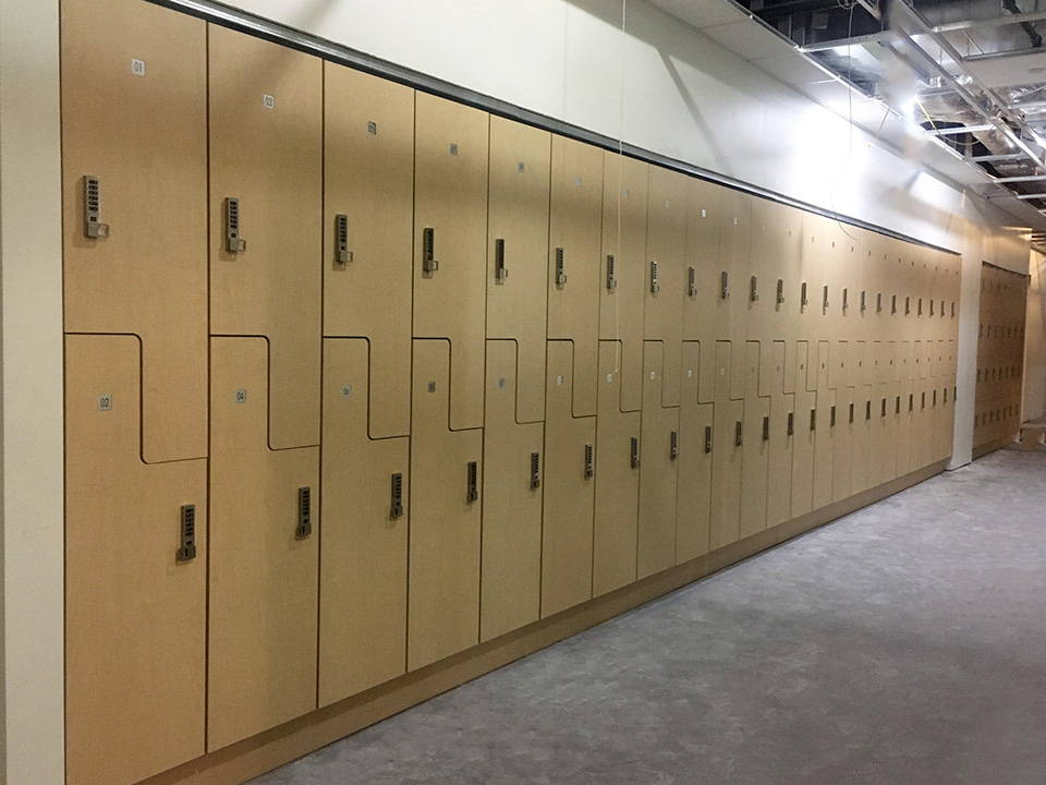 Legacy P-Lam lockers for student use, feature a built-in 