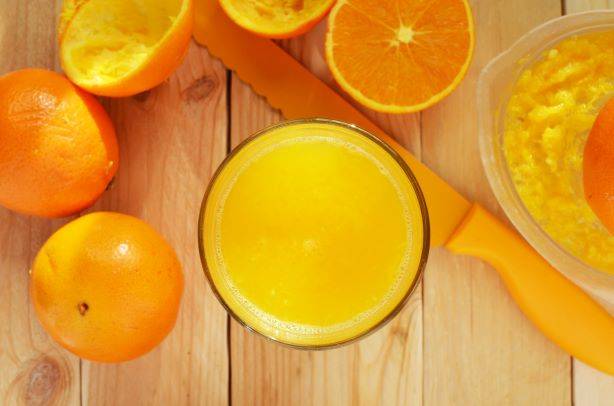 Orange Juice In Clear Drinking Glass