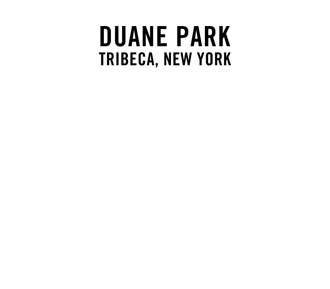 Text logo for Duane Park, Tribeca, New York.
