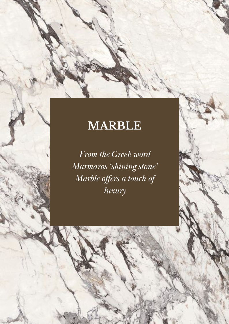 Marble - from the greek word Marmaros 'shining stone'