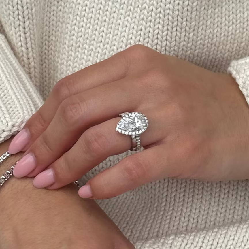 Cathedral Halo Ring With Plain Band