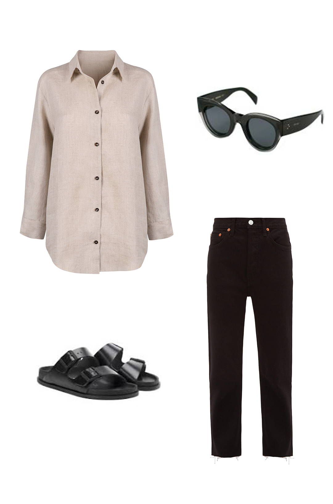 Beige oat oversized linen shirt