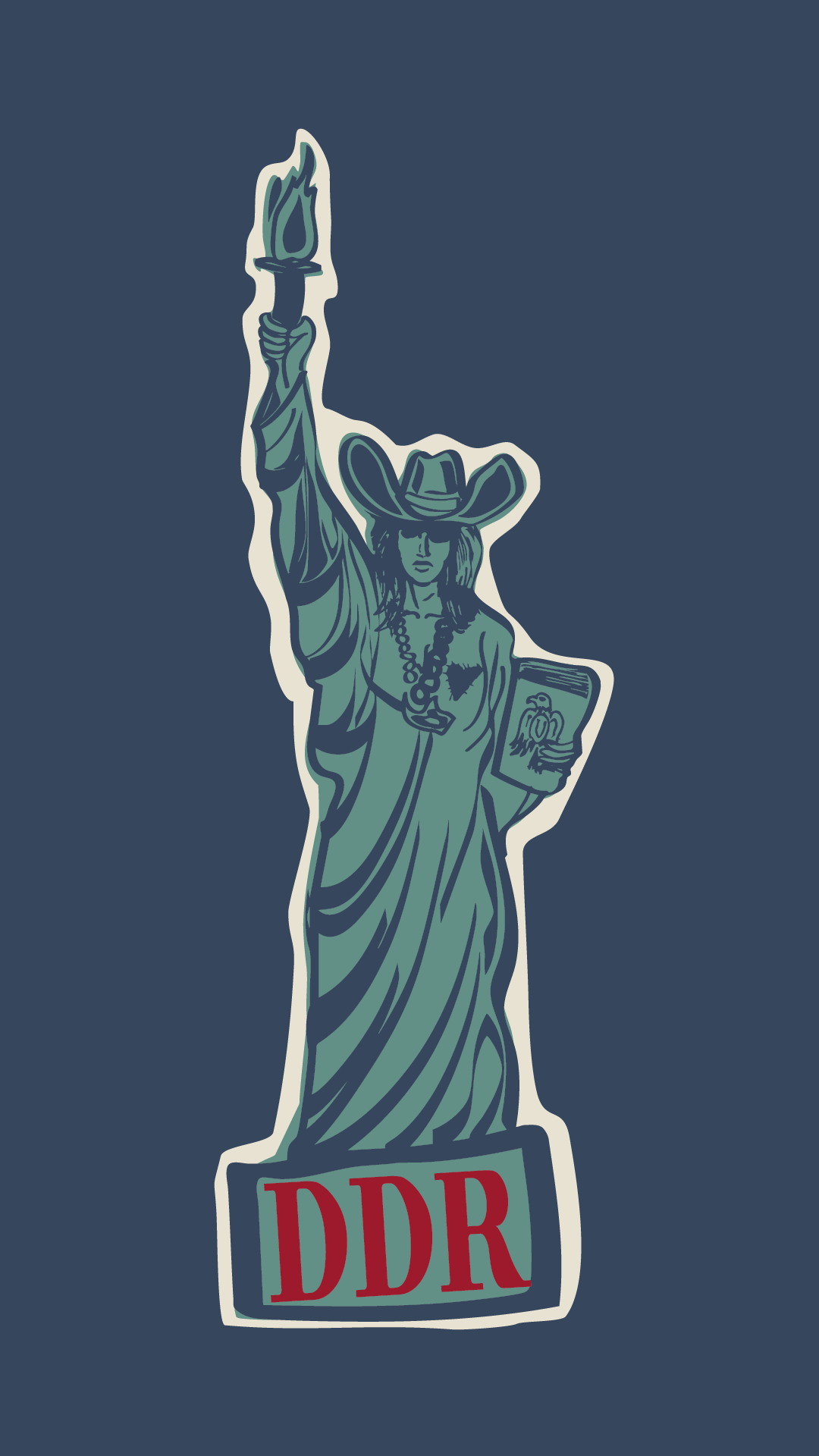 Statue of Cowgirl Lady Liberty Phone Background