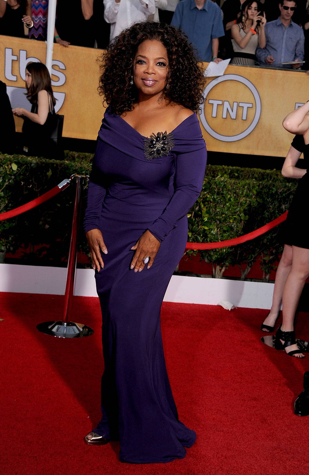 Oprah Winfrey in Badgley Mischka at the 2014 Screen Actors Guild Awards.