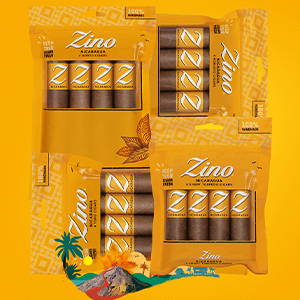 Four freshpacks of Zino Nicaragua cigars organised in a square.