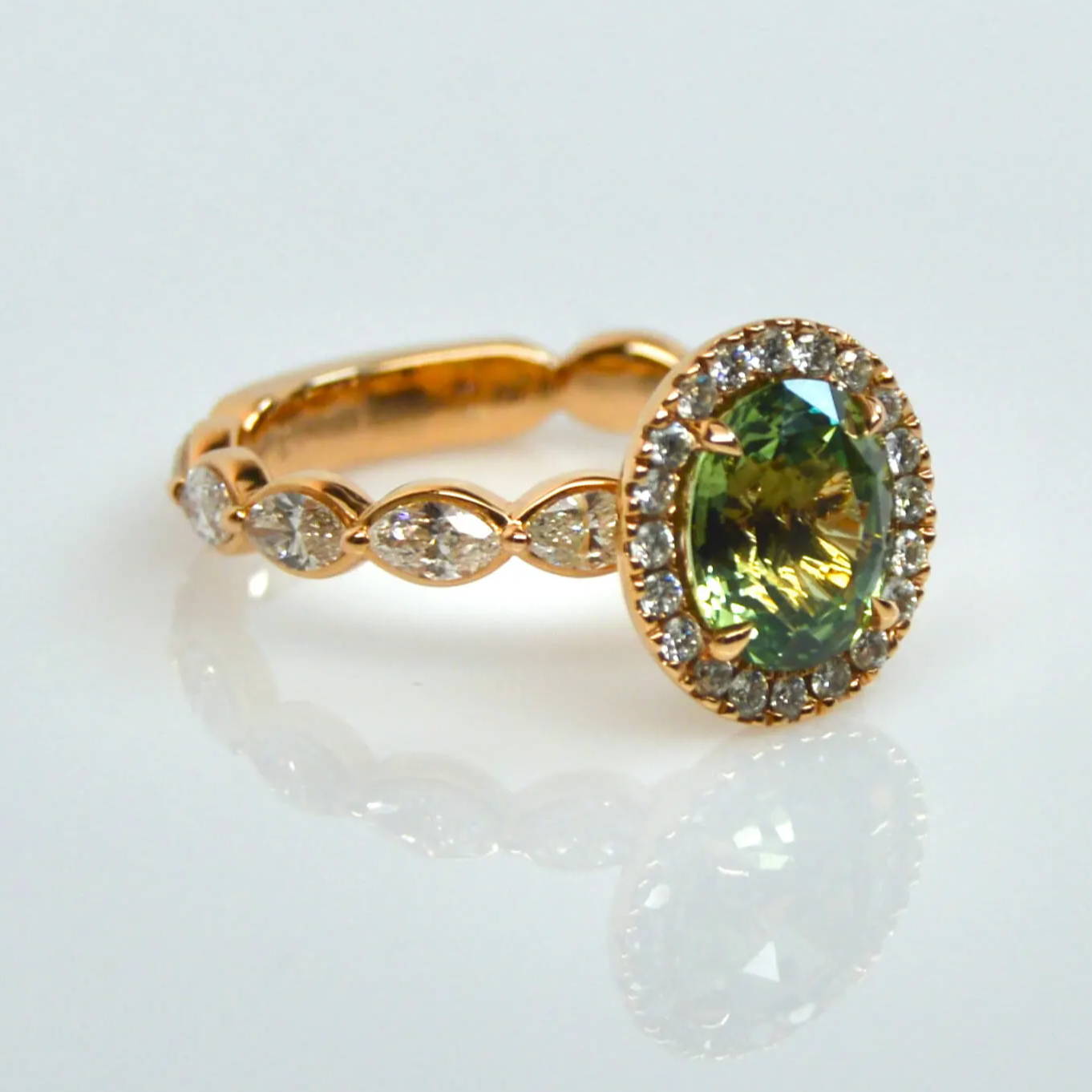 green sapphire engagement ring