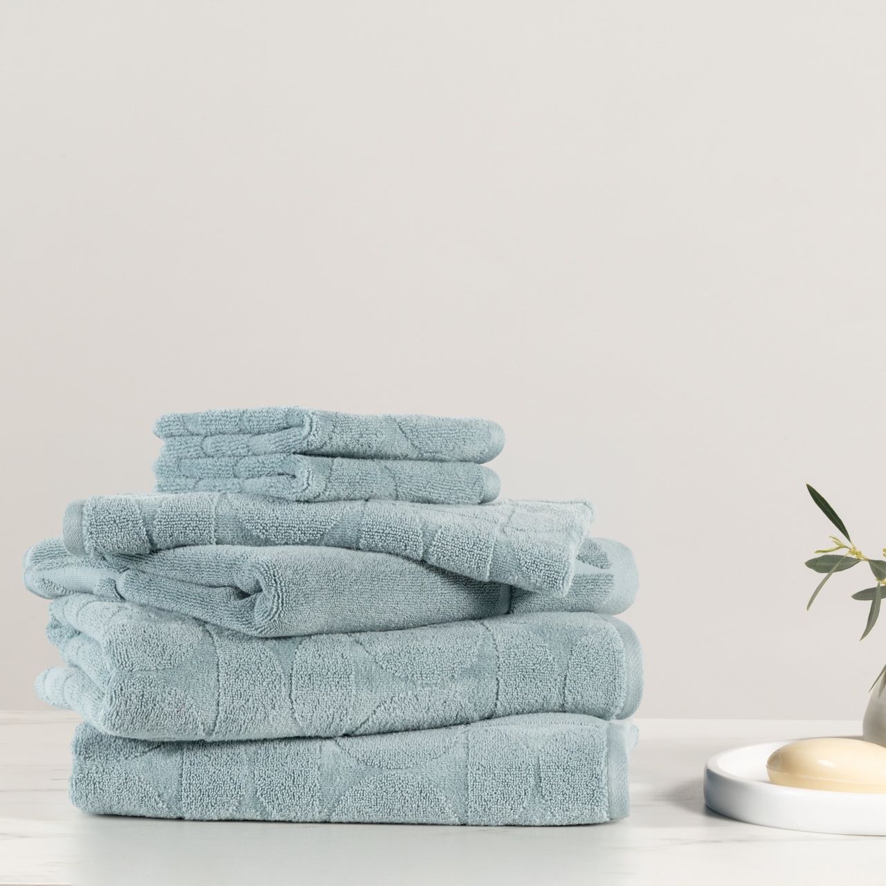 Arco 6 Piece Towel Set Sea Blue
