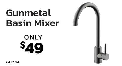 Gunmetal basin mixer for $49.