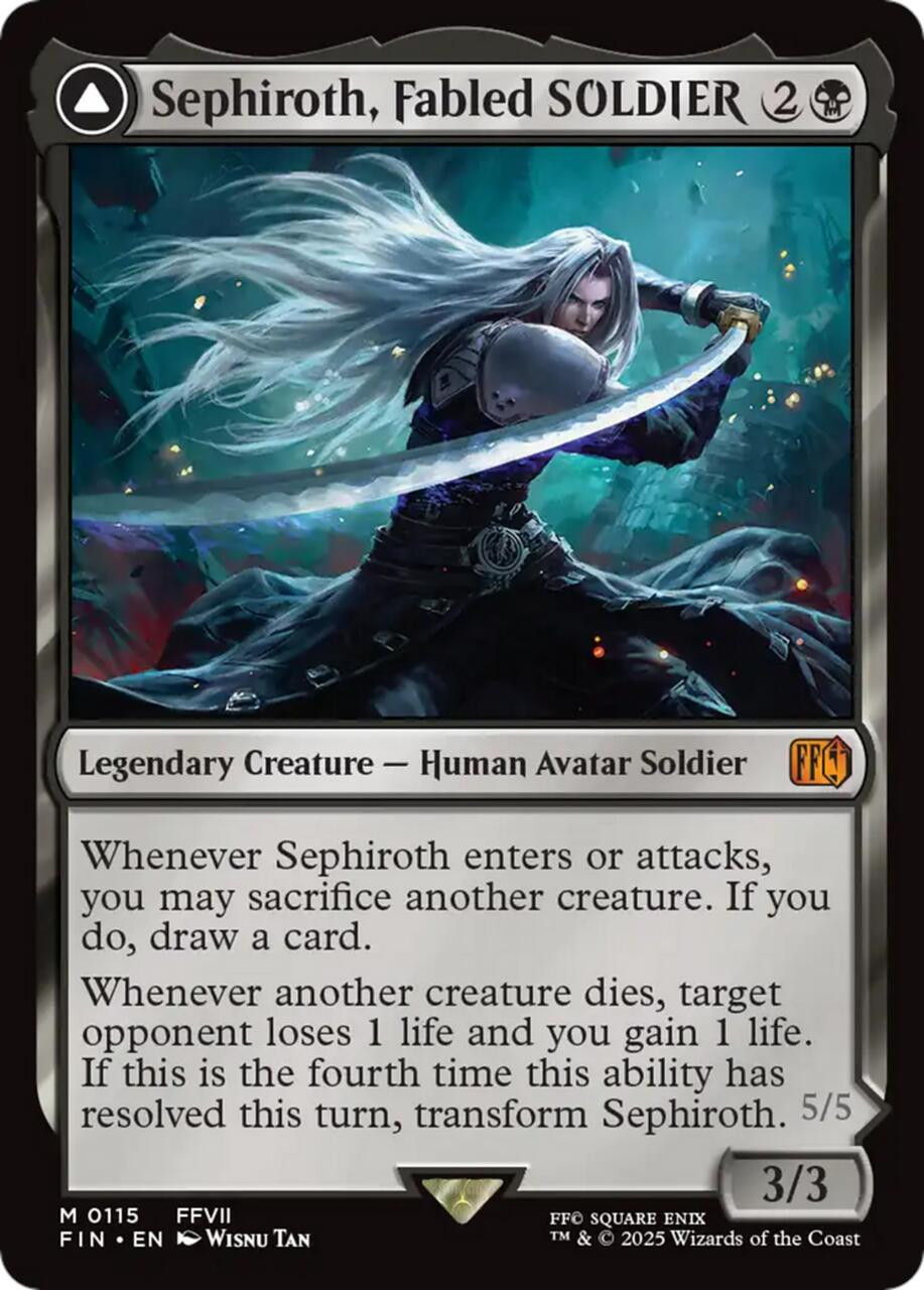 the cardSephiroth, Fabled SOLDIER from the MTG Final Fantasy crossover.
