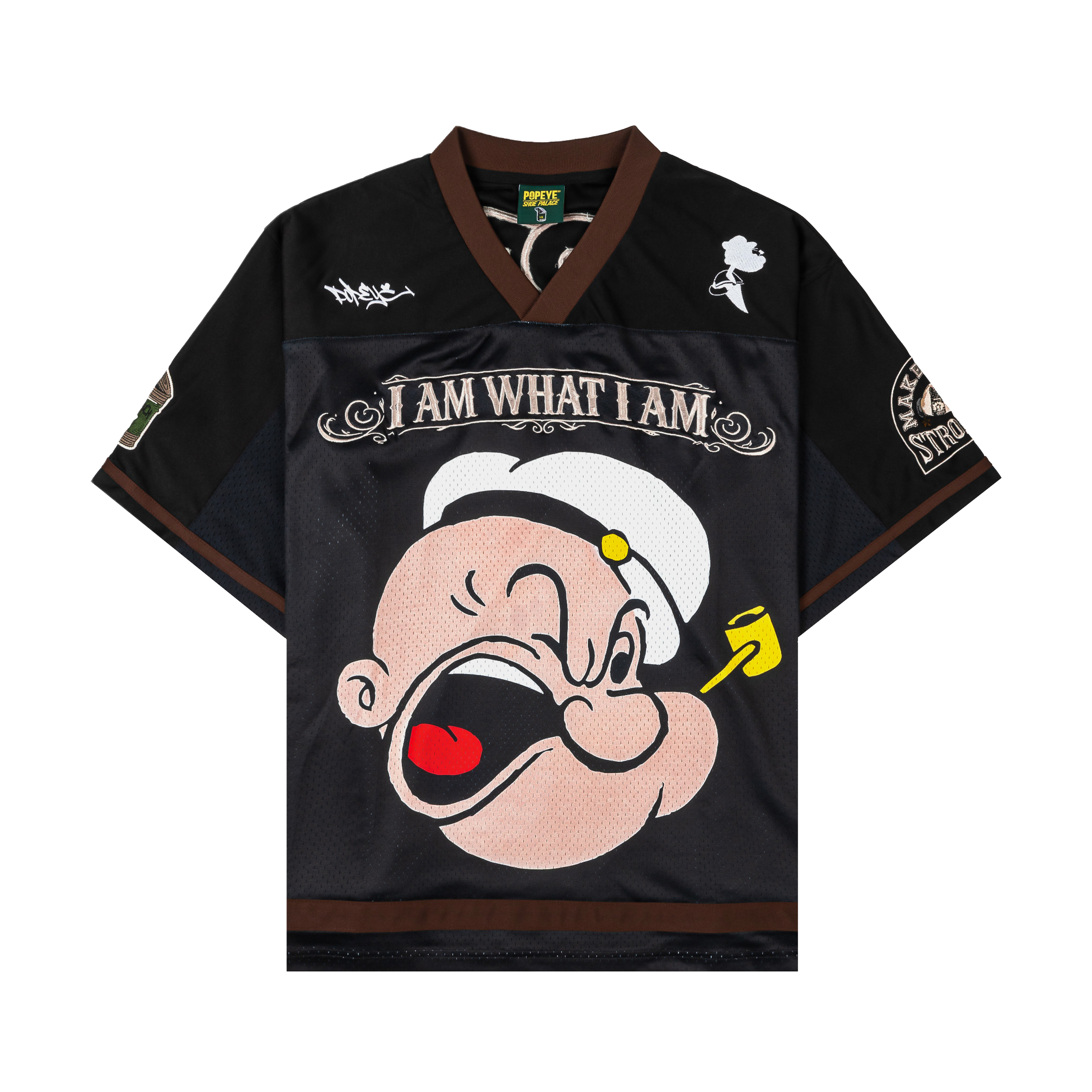 Black jersey featuring Popeye with the text 