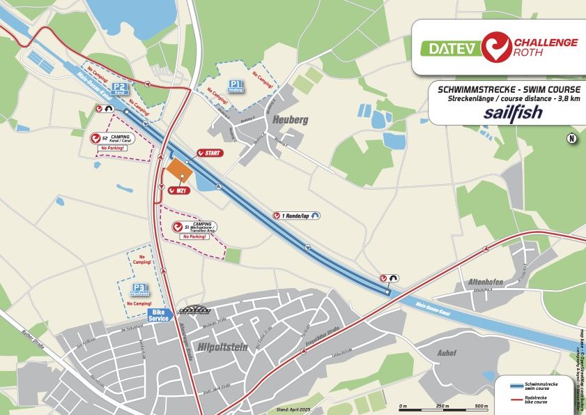 Streckenplan Schwimmstrecke Challenge Roth 2026