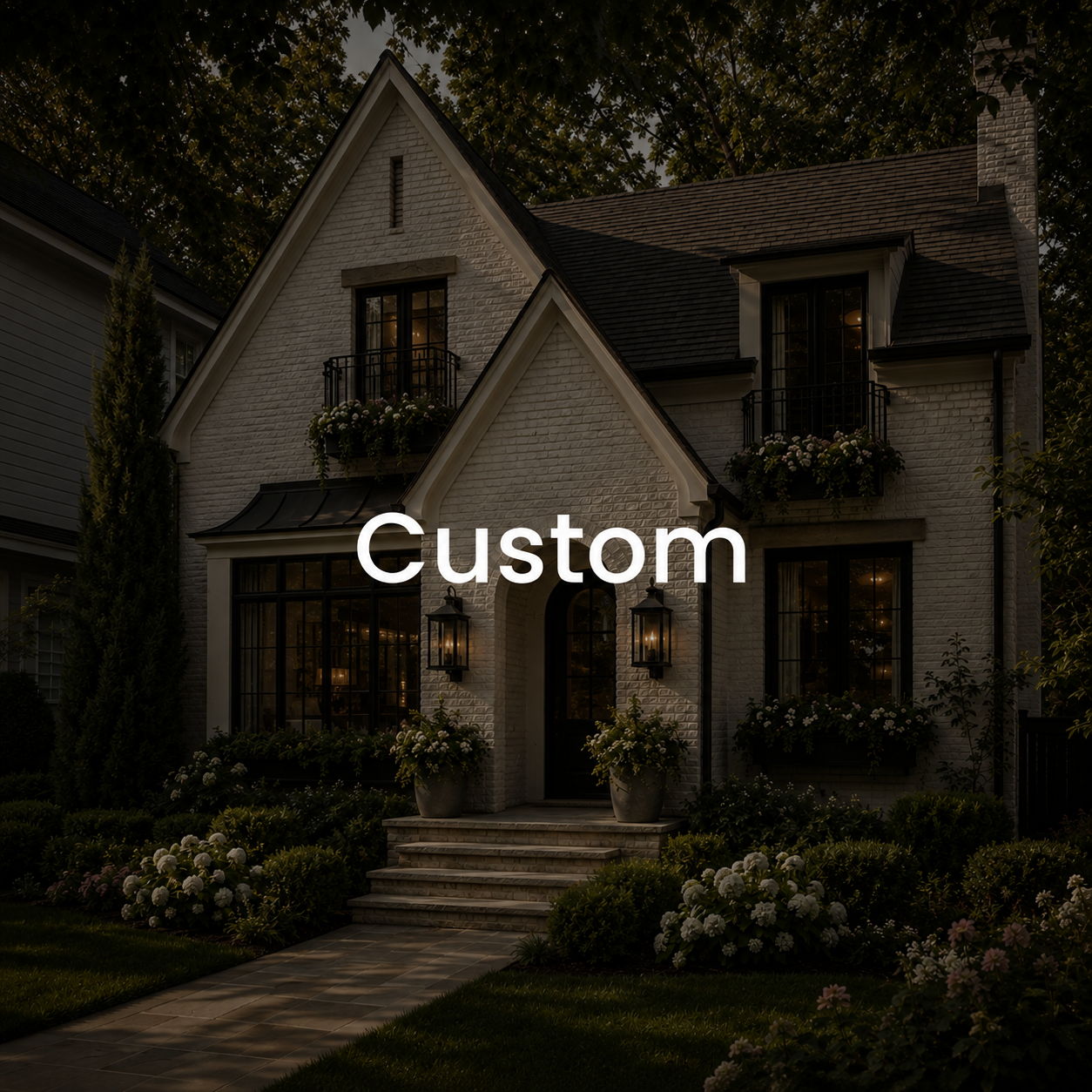 A beautiful custom home with landscaped garden and welcoming entrance.