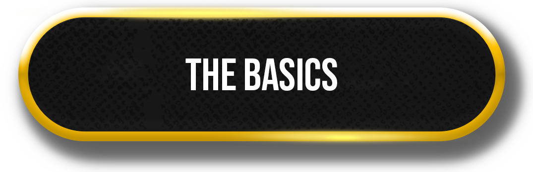Black button with gold border displaying the text 