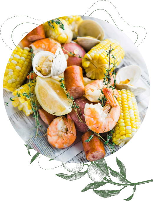 shrimp and corn with rosemary
