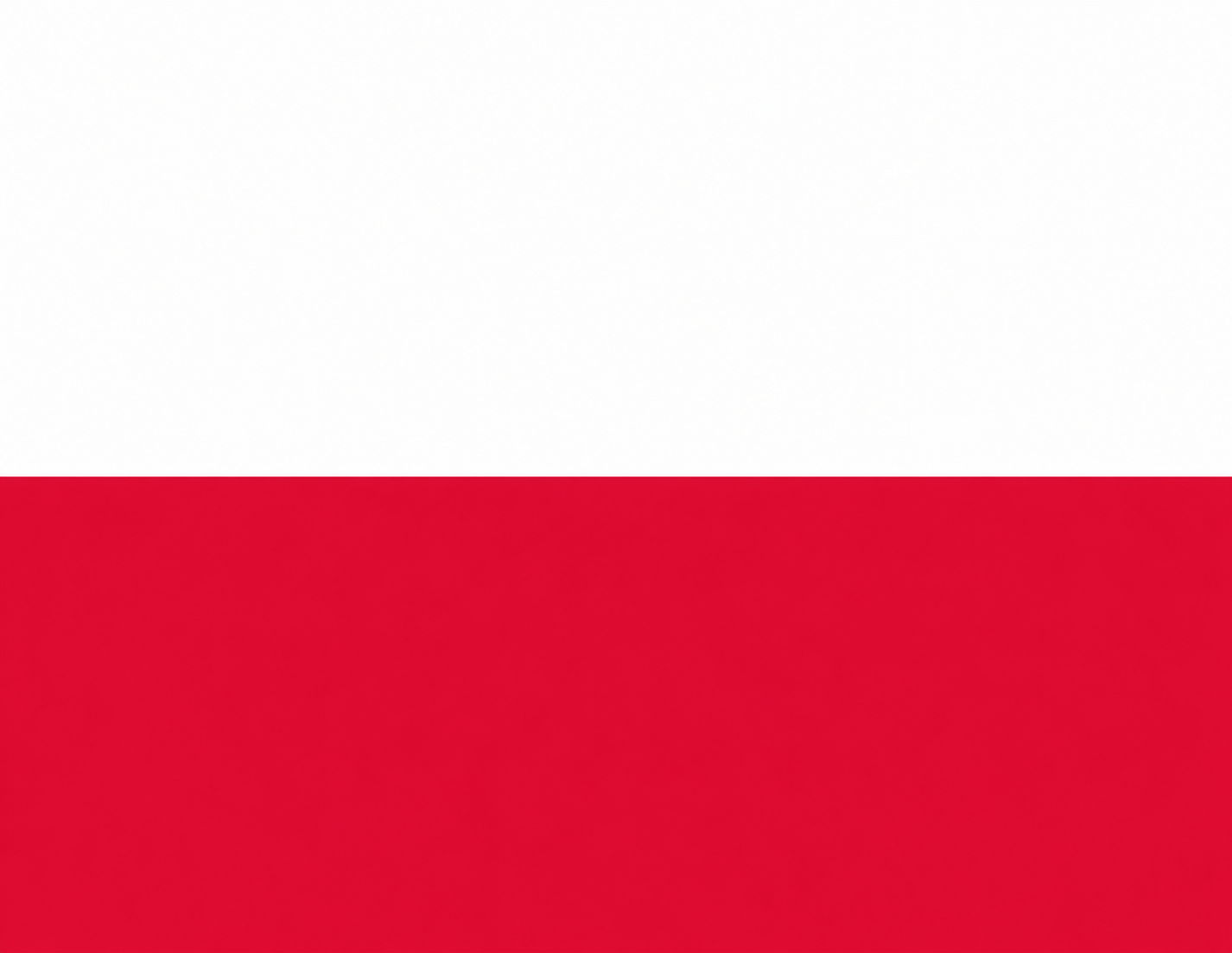 Flag of Poland with horizontal stripes of white and red.