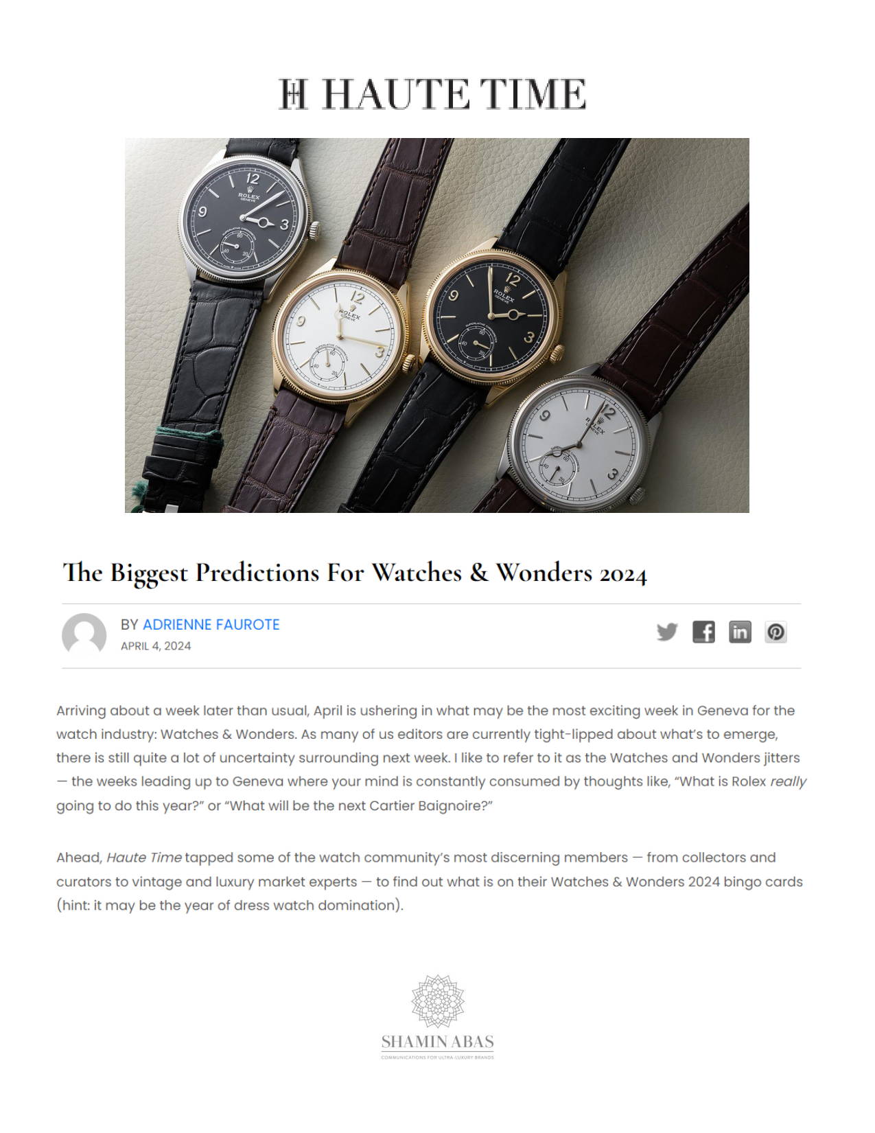 Wrist Aficionado - Luxury Watch Boutique Press