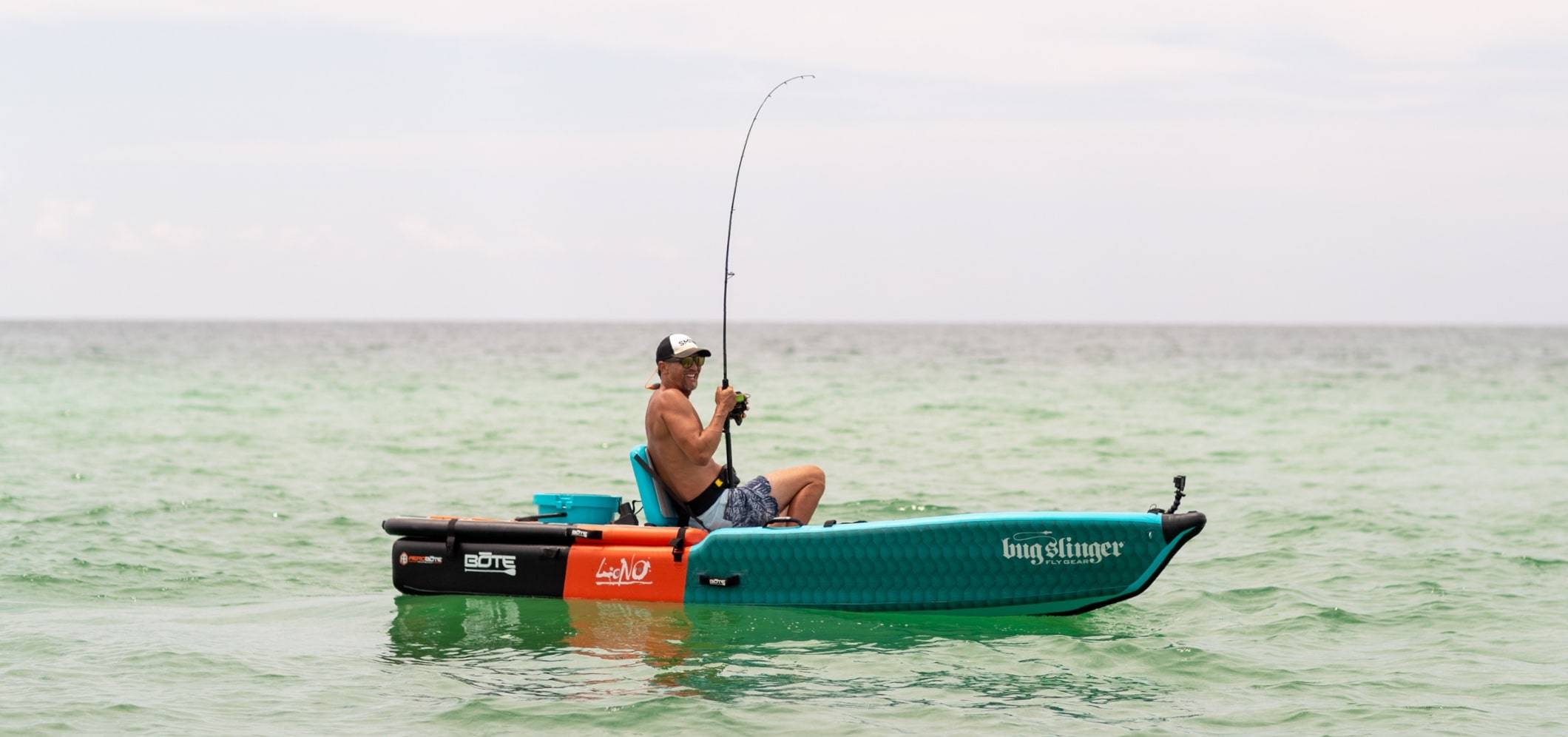 Man kayak fishing