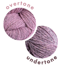 Overlapping circles of yarn color samples Tones Light Wallflower Overtone and Undertone