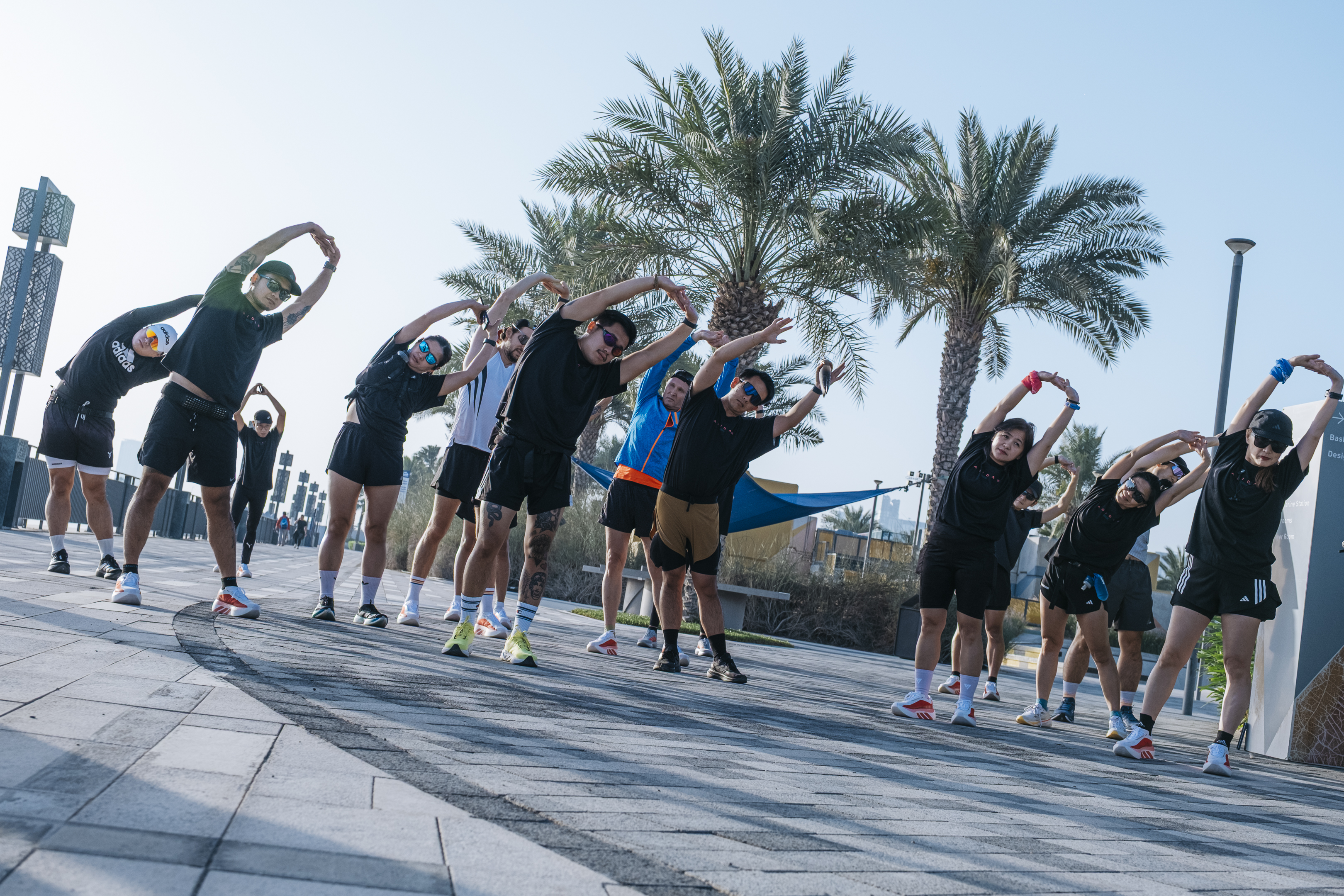 Therafit leading a mobility session before the run