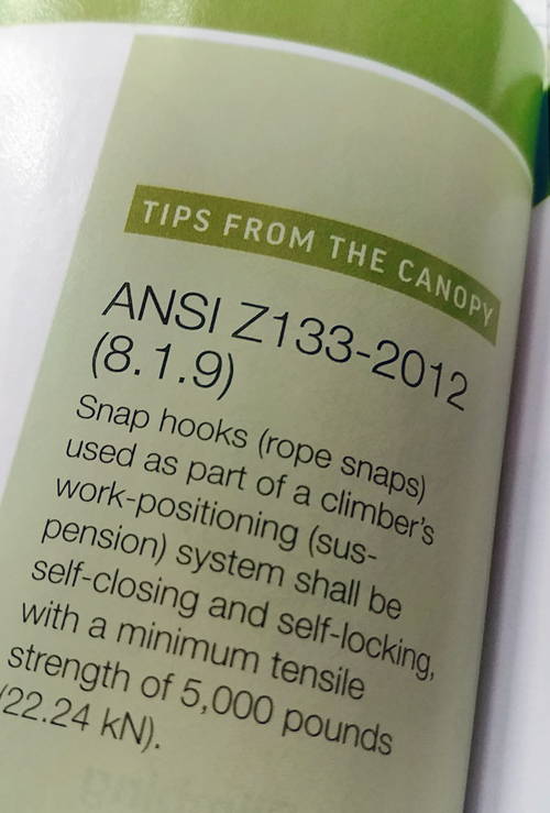 Close-up of Tips from the Canopy in the Sherrilltree master catalog, about snap hooks