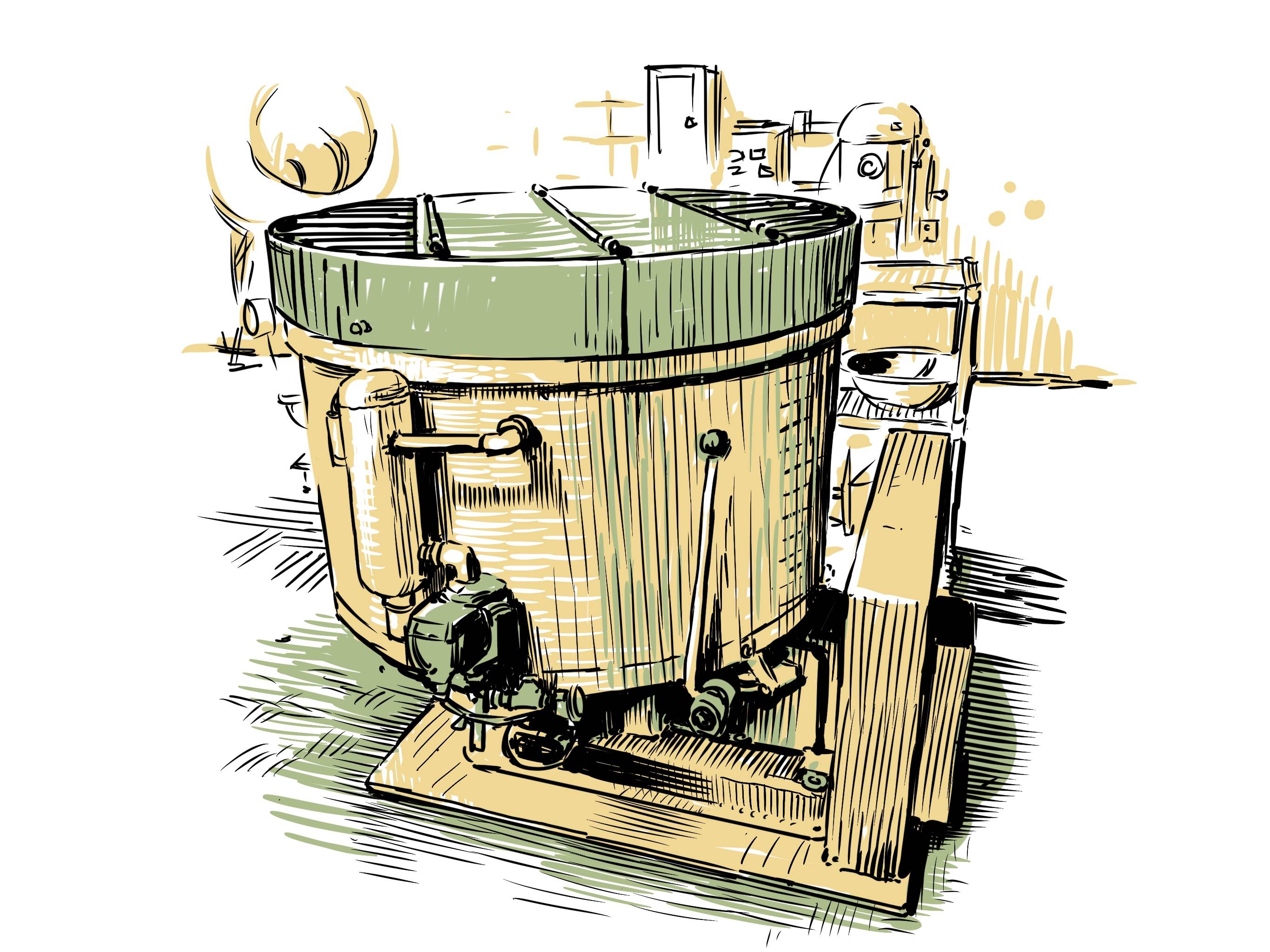 Illustration of chocolate in the conche machine