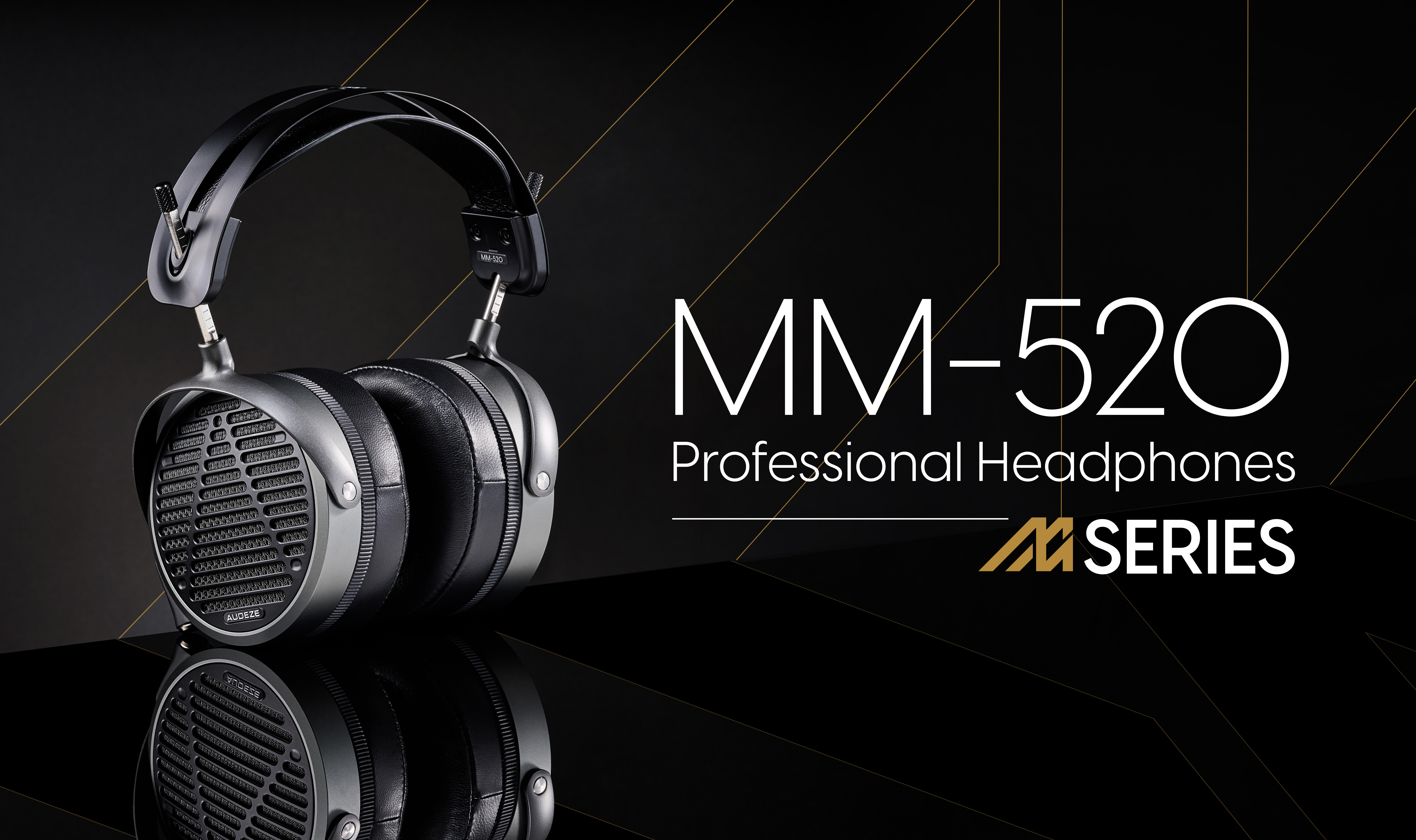 An MM-520 Banner showing the headphones on black with text reading 