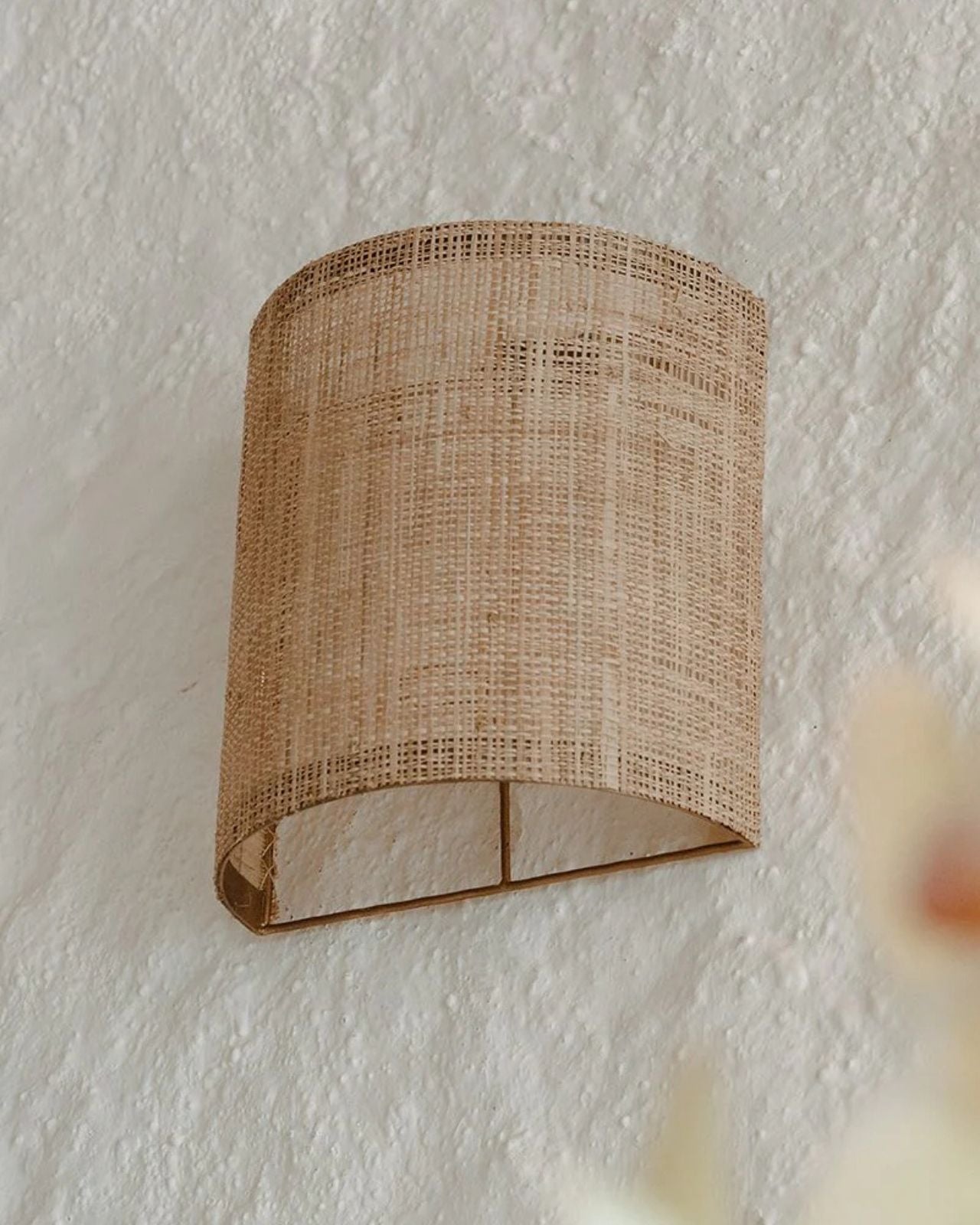 Organic Rattan Half Round Wall Light