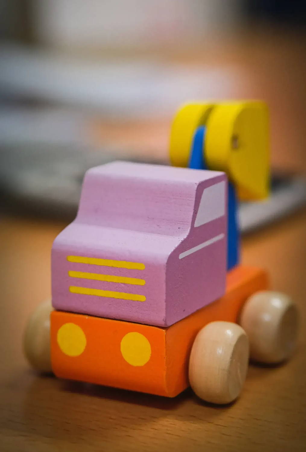 Colorful wooden truck toy