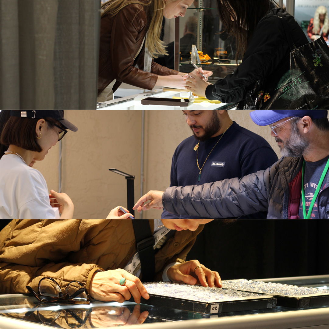 People engaging in various activities at a conference or exhibition.