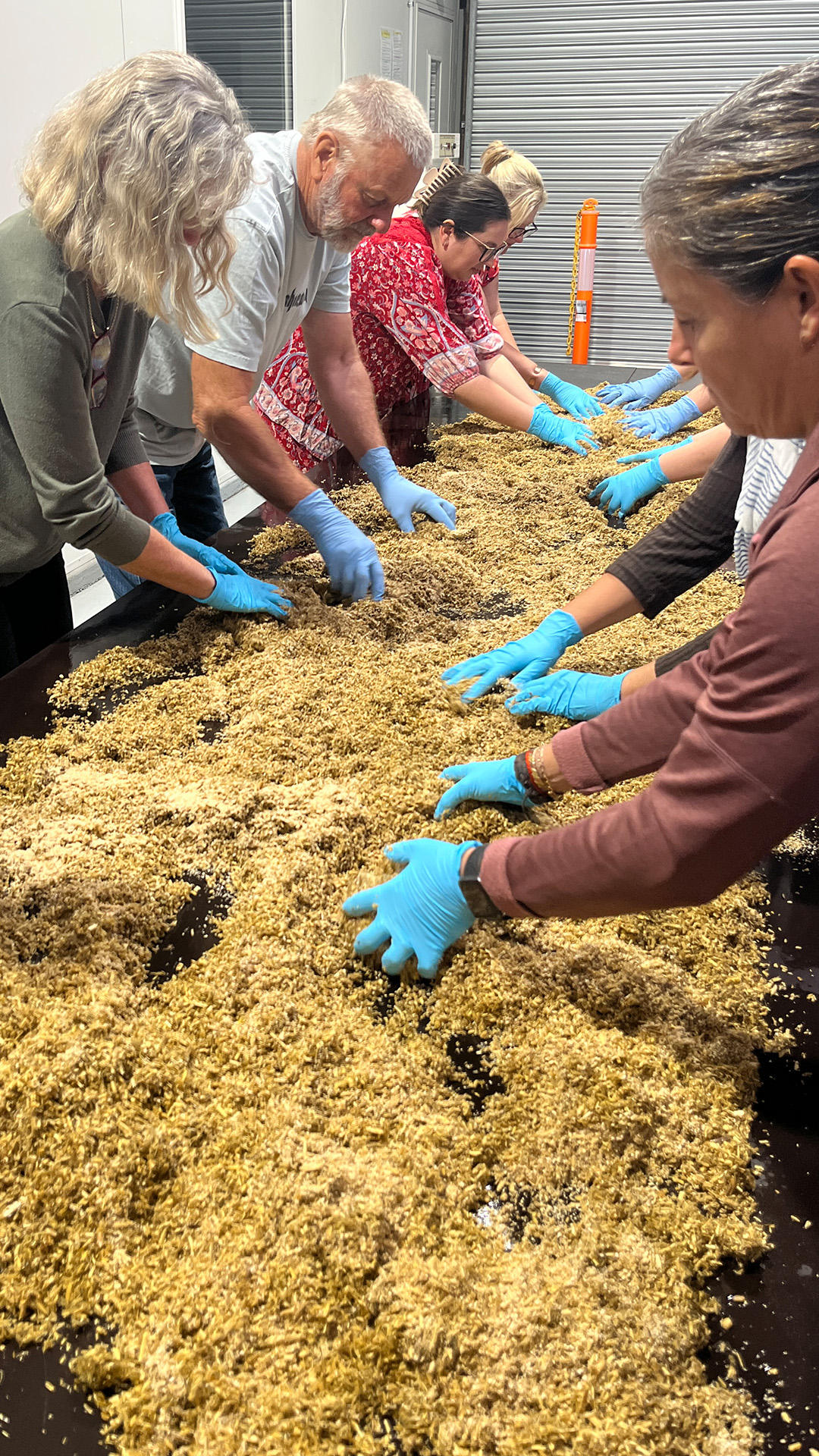 mixing up mushroom substrate