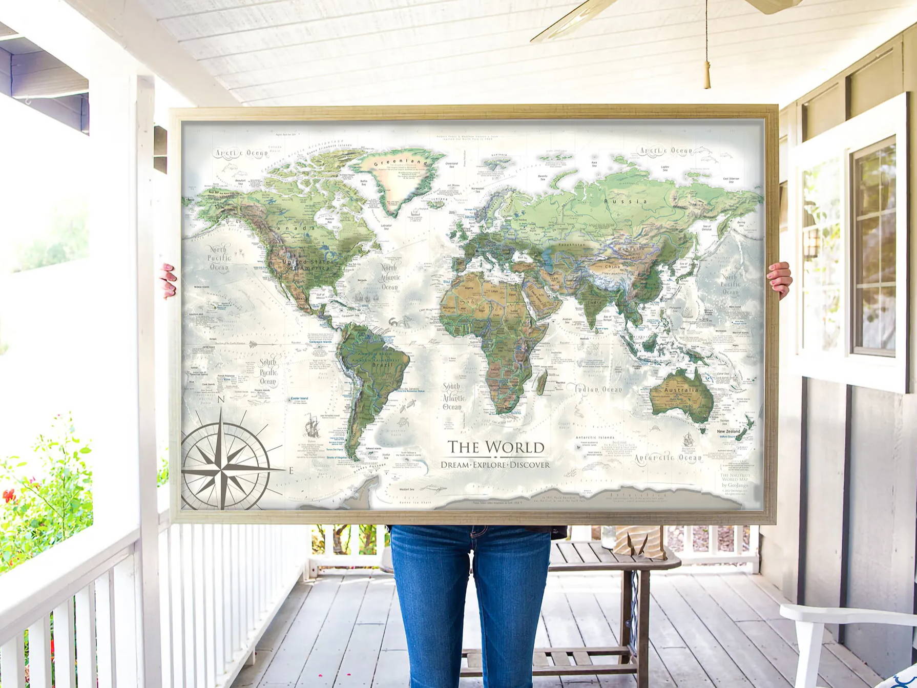 framed world map