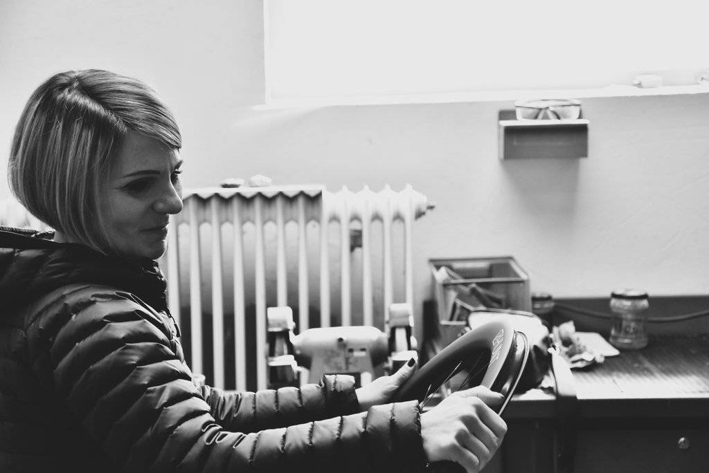 Hunt Engineering Manager, Luisa, working on a wheel
