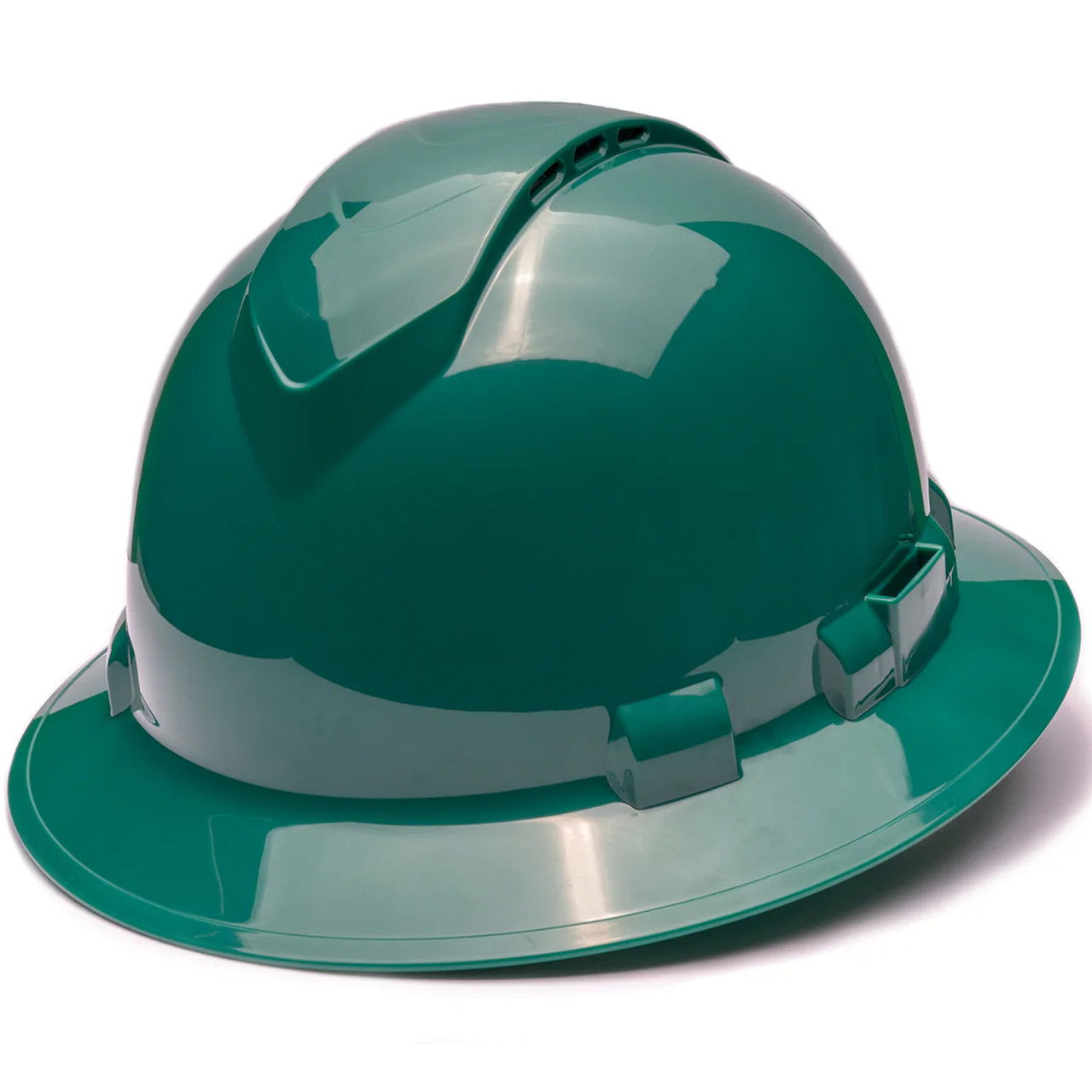 Green hard hat on a white background.