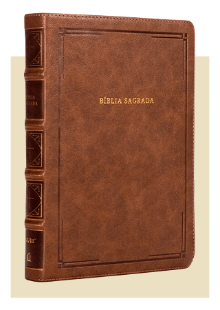 Brown leather-bound book with 