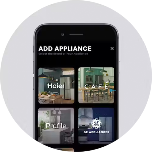 Display of app on a phone for Add Appliance