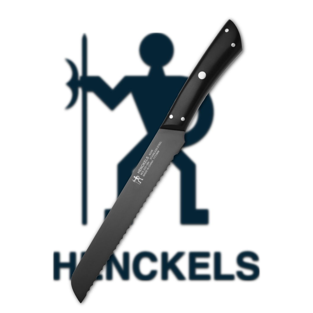 Knife next to a logo featuring a figure with a spear.