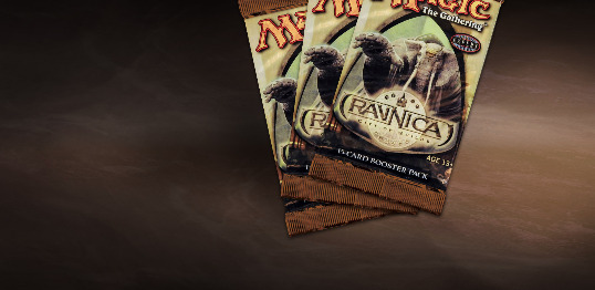 mtg sets in order of release - Ravnica: City of Guilds - Three vintage-style game boxes stacked on a wooden surface.
