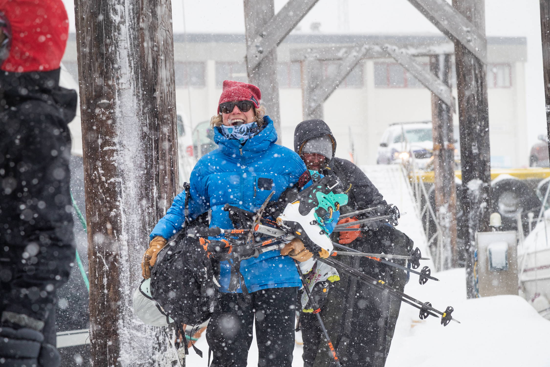 skier smiling with ski gear