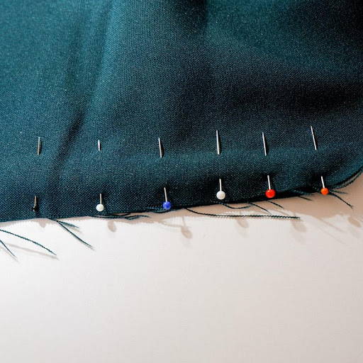 pin baste 2 fabrics together with a row of sewing pins