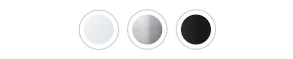 Three circular color swatches: white, gray, and black.