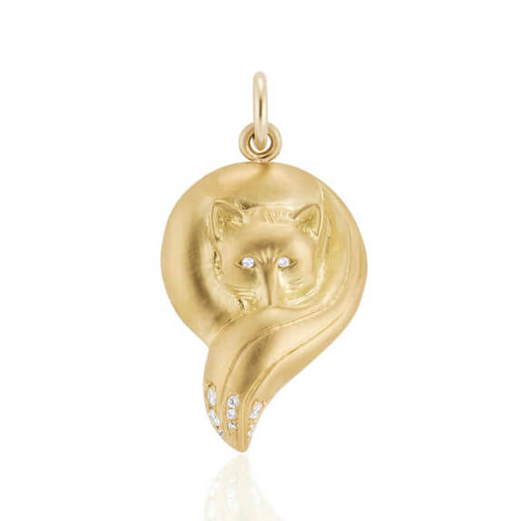 the fox diamond and gold pendant