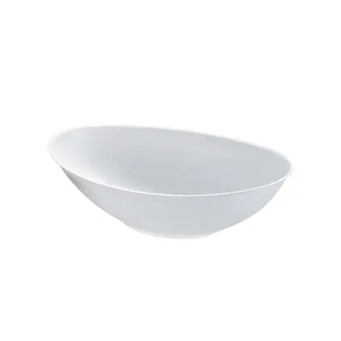 A white oval sugarcane bowl
